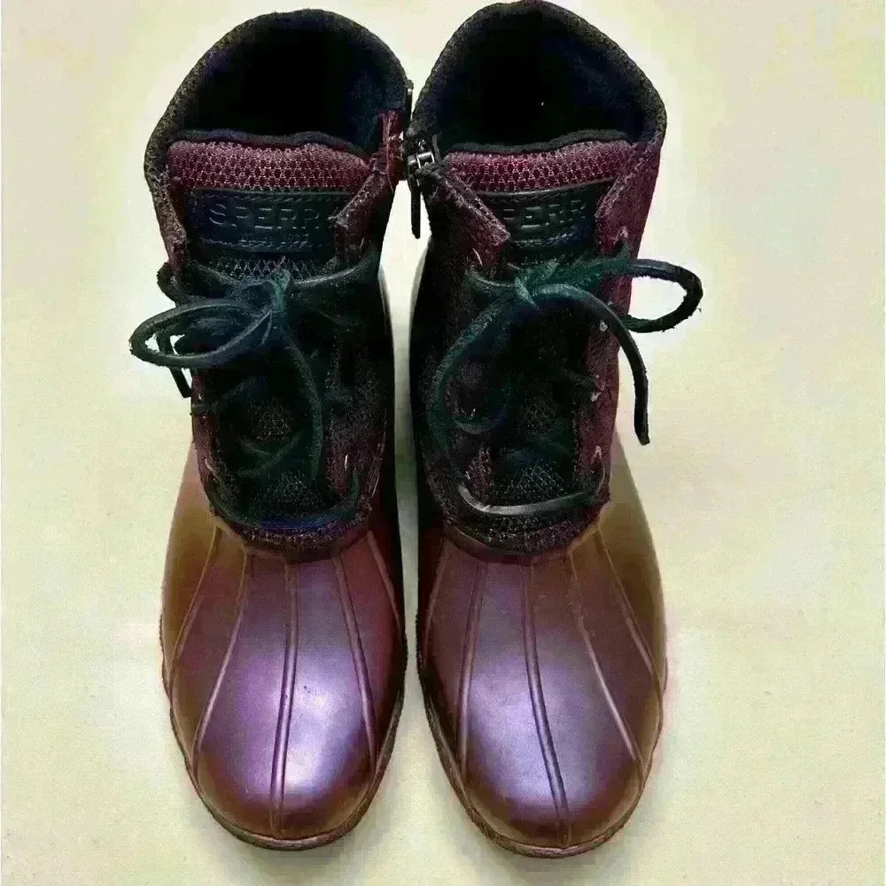 Sperry Waterproof Metallic Grape Rubber Duck Boot Sz 7 - Picture 5 of 7